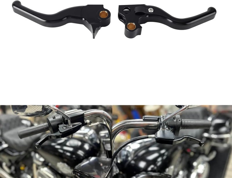 FVMOTO 3 Finger 5.9" CNC Shorty Hand Control Lever Kit Brake Clutch Levers Fit for Harley Sportster 1996-2003, Dyna 1996-2017, Softail 1996-2014, Touring 1996-2007(Black) - Image 1